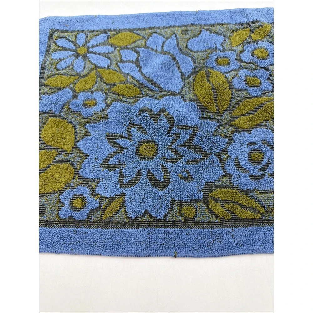 vintage Callaway washcloth blue green floral MCM